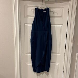 Chic Asymmetrical Slate Blue Dress